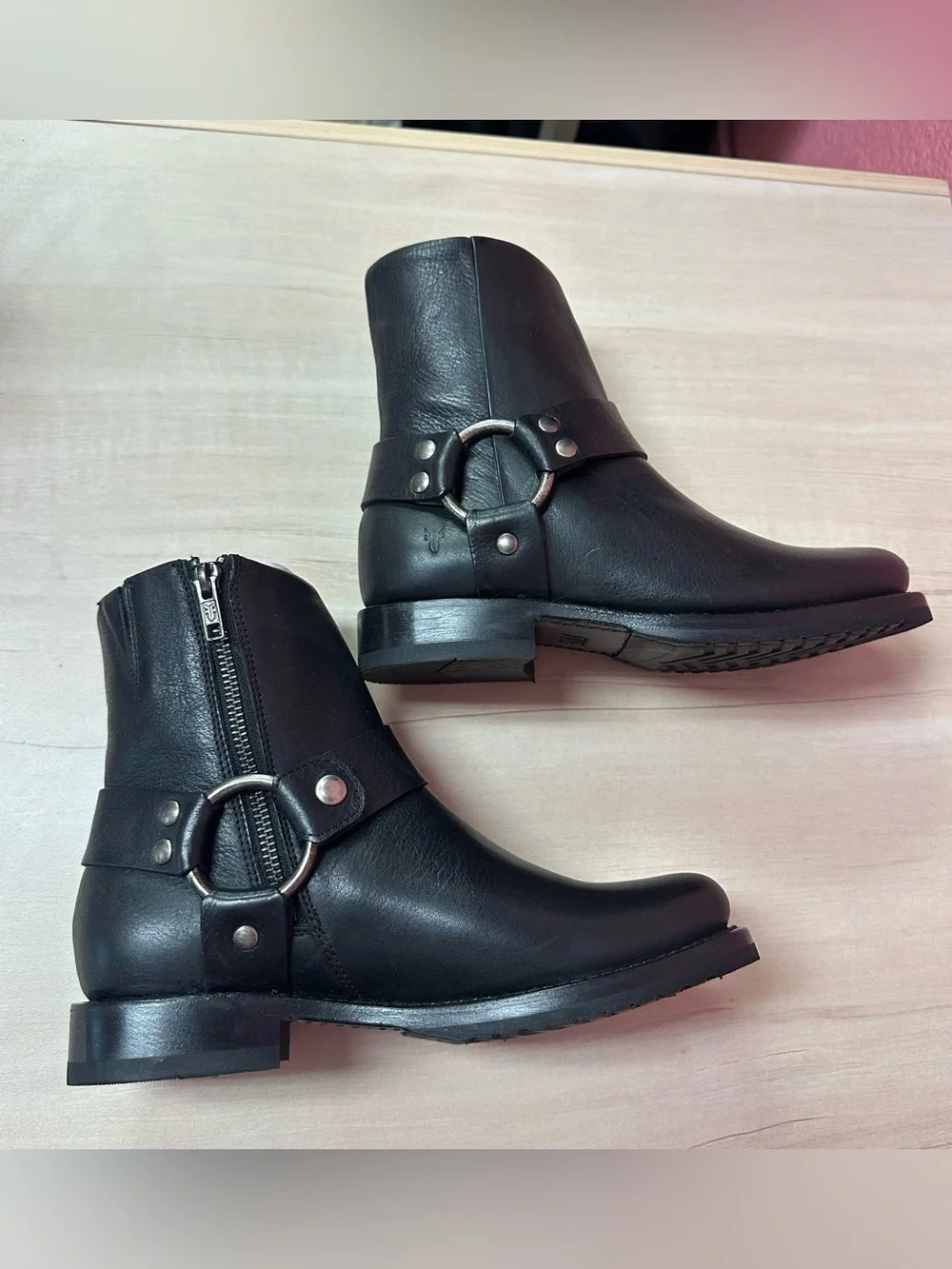 FRYE Black Harness Ankle Boots NIB